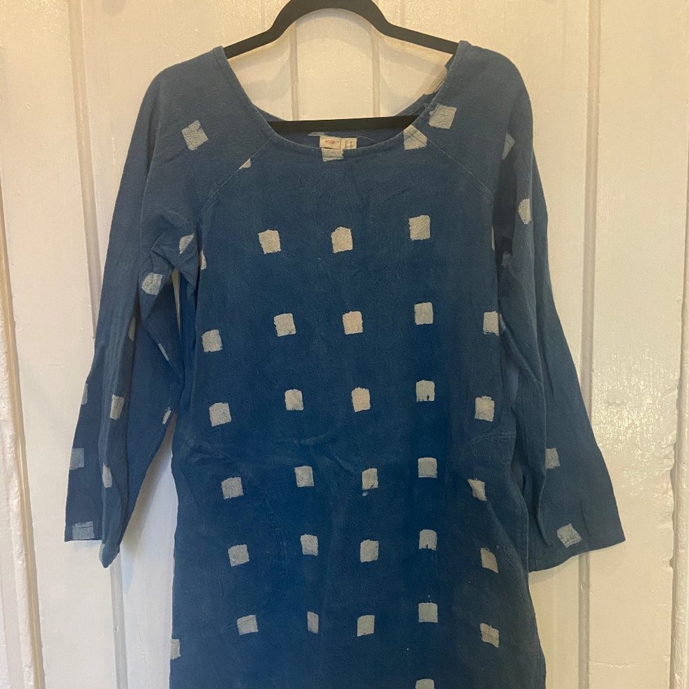 Blue Cotton Block Printed Dress